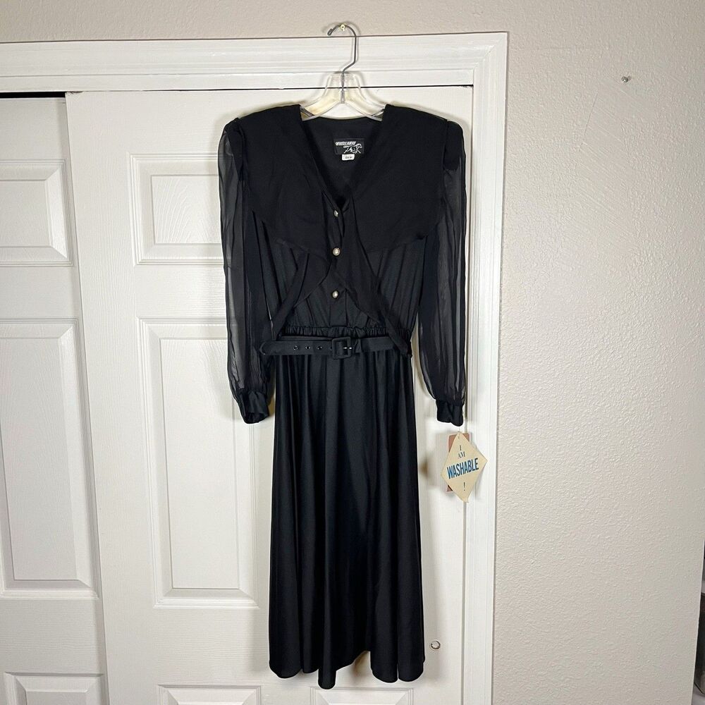 Vintage Montgomery Ward Dress Whirlayway Whimsy Gothic Belted 8P